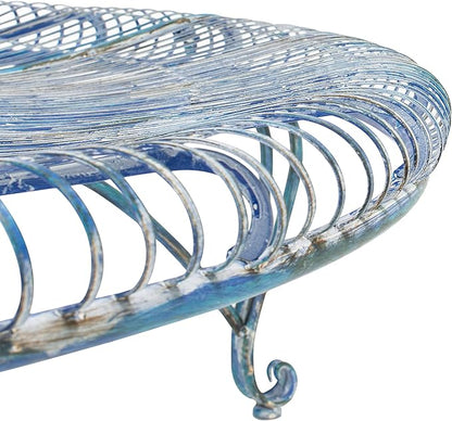 Safavieh PAT5019C Outdoor Collection Ally Darling Antique Wrought Iron 60-inch Round Tree Bench, Mossy Blue
