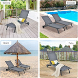 Giantex Patio Chaise Lounges Aluminum Recliner W/Adjustable 6 Backrest Positions and Wheels for Patio Beach Poolside - Photo 9