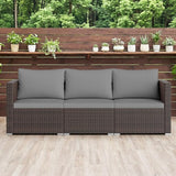 Tangkula 3 Seat Outdoor Wicker Sofa Set, Modular PE Rattan Patio Cushioned Sectional Couch Set - Photo 5
