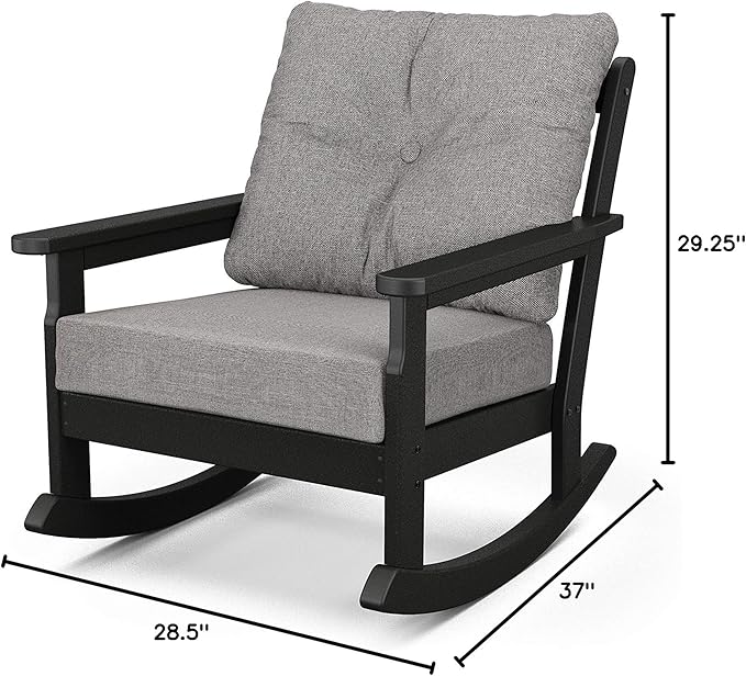 Polywood® Vineyard Rocking Chair, Black/Grey Mist - Photo 3