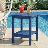PASAMIC 2-Tier Adirondack Square Outdoor Side Table, HDPE Small Outdoor Table, Patio End Table for Patio, Pool, Backyard - Photo 1