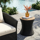 Christopher Knight Home Fenton 17.5" Outdoor Side Table, Round Patio End Table with Wood Top and Wicker Base - Photo 1