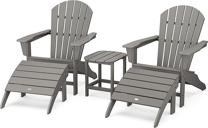 POLYWOOD South Beach 5-Piece Adirondack Chair Set with Side Table & Ottomans