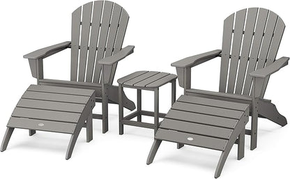 POLYWOOD South Beach 5-Piece Adirondack Chair Set with Side Table & Ottomans