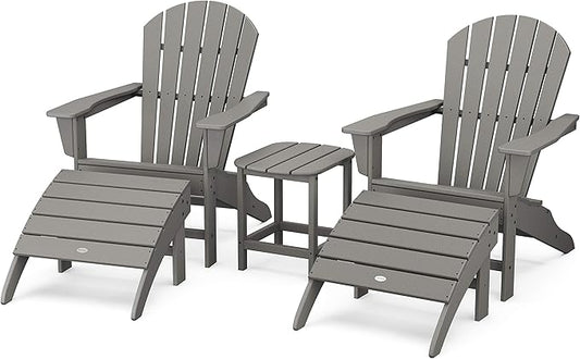 POLYWOOD South Beach 5-Piece Adirondack Chair Set with Side Table & Ottomans