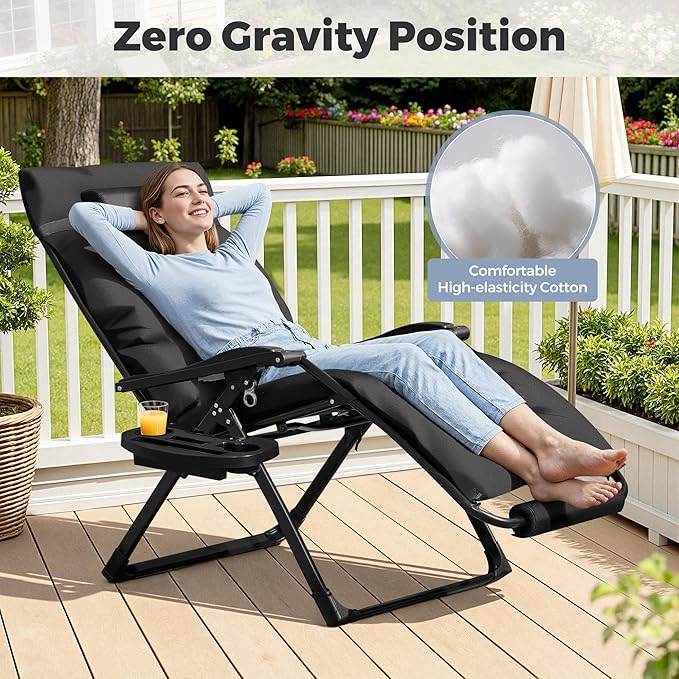 Homall Oversized Zero Gravity Chair, 32In Recliner Lounge Chair with Removable Soft Cushion and Cup Holder - Photo 6