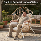 SWITTE Wicker Egg Chair Outdoor Indoor, Oversized Patio Egg Chair with Cushion - Photo 4