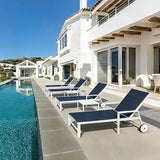 PURPLE LEAF Outdoor Chaise Lounge Adjustable Sunbathing Recliner with Armrest Navy Blue 2 Sets - Photo 1