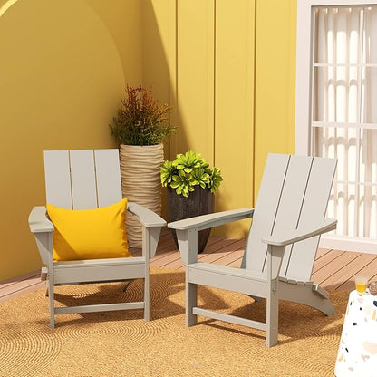 WestinTrends Ashore Modern Outdoor Folding Adirondack Chair (Set of 2), Sand