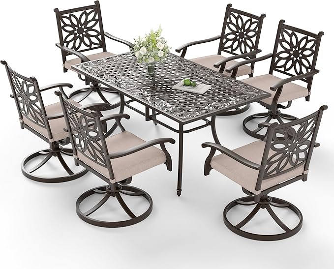 Sophia & William 7 Pieces Cast Aluminium Patio Dining Set for 6 - Photo 1