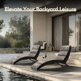 JOIVI Patio Chaise Lounge Chairs Sets, 2 Pieces Cushioned Patio Adjustable Chaise Lounge - Photo 2