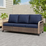 EAGLE PEAK Wicker Outdoor Patio Sofa Modern Rattan Patio Furniture Loveseat for Backyard Deck Porch Balcony - Photo 1