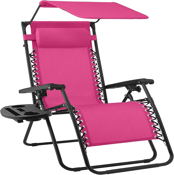 Best Choice Products 30” Wide Folding Zero Gravity Outdoor Recliner Patio Lounge Chair w/Adjustable Canopy Shade - Photo 1