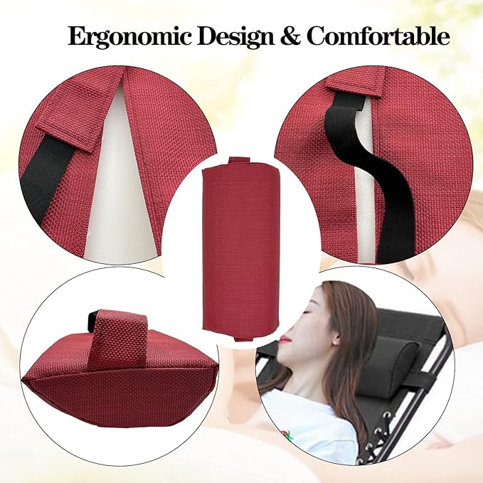 Zero Gravity Chair Set of 2 Replacement Pillow Headrest with Elastic Band - Photo 3