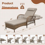 HOMEDIARY Outdoor Wicker Lounge Chair with Cushion, 6-Position Adjustable Patio Chaise Lounge - Photo 2