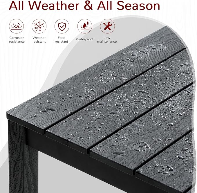 Stoog 5 Pieces Patio Dining Sets, All-Weather HIPS Material & Aluminum Frame Dining Table with Umbrella Hole - Photo 3