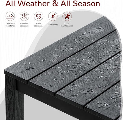Stoog 5 Pieces Patio Dining Sets, All-Weather HIPS Material & Aluminum Frame Dining Table with Umbrella Hole, Outdoor Dining Table for 4, Never Rot or Fade, Black