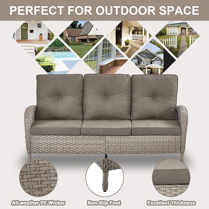 Belord 6 Pieces Patio Rocking Chairs Outdoor Furniture Set with Outdoor Couch and Ottoman Conversation Patio Furniture - Photo 8