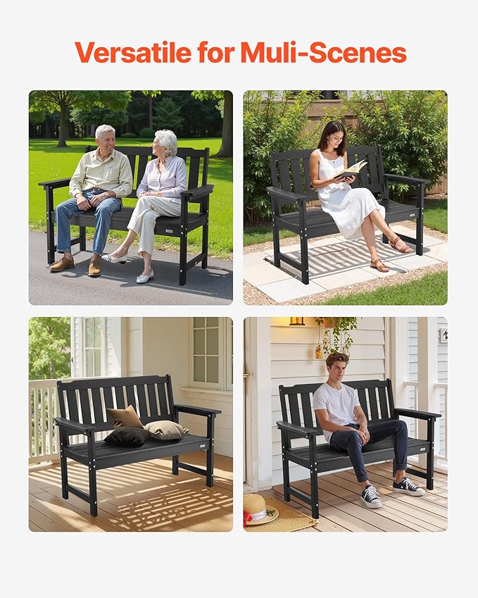 VEVOR Outdoor Bench, 50.5 inch, 800 lbs Weight Capacity for 2-3 Persons - Photo 7