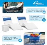 Classic White-Blue - in-Pool Chaise Set – Includes Two Chaises, Two Headrest Pillows - Photo 4