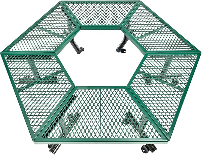 Global Industrial Hexagon Outdoor Tree Bench, Expanded Metal, 73" L x 63" W x 18" H, Green