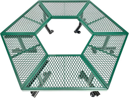 Global Industrial Hexagon Outdoor Tree Bench, Expanded Metal, 73" L x 63" W x 18" H, Green