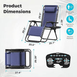Homall Zero Gravity Chair Patio Folding Lawn Outdoor Lounge Gravity Camp Reclining Lounge Chair with Cup Holder Pillows - Photo 3