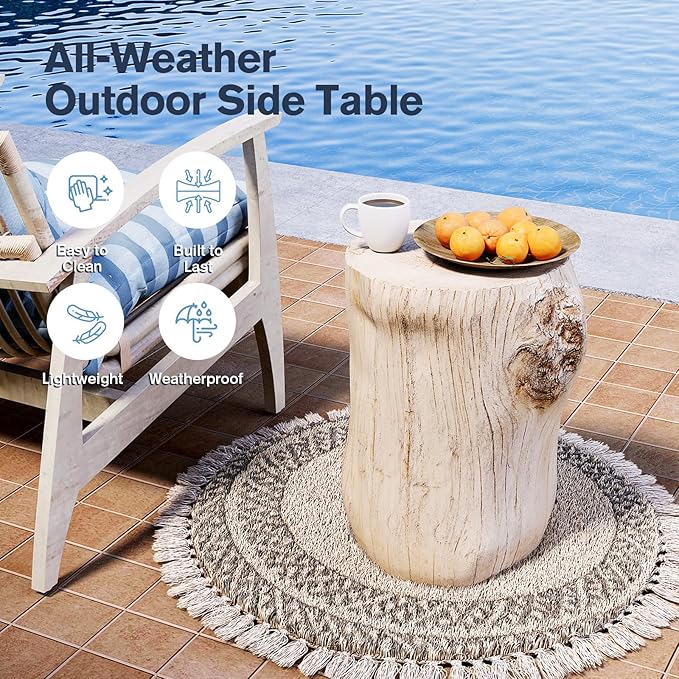 HOMPUS Concrete Outdoor Side TableSet of 2 - Photo 4