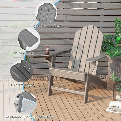 Giantex Set of 2 Adirondack Chair Outdoor Fire Pit Chairs, HDPE Weather Resistant Patio Chair for Campfire,Deck, Garden, Yard, Lawn Furniture Porch and Lawn Seating Composite Chairs
