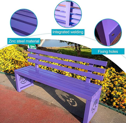 Outdoor Metal Garden Bench, Outdoor Benches Weatherproof with Backrest, Patio Bench for Outside Park, Picnic, Yard, Front Porch, Backyard(Yellow,100cm/39in)