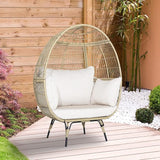 Tangkula PE Wicker Egg Chair, Patiojoy Oversized Indoor Outdoor Patio Lounge Chair with Cushions and Pillows - Photo 4