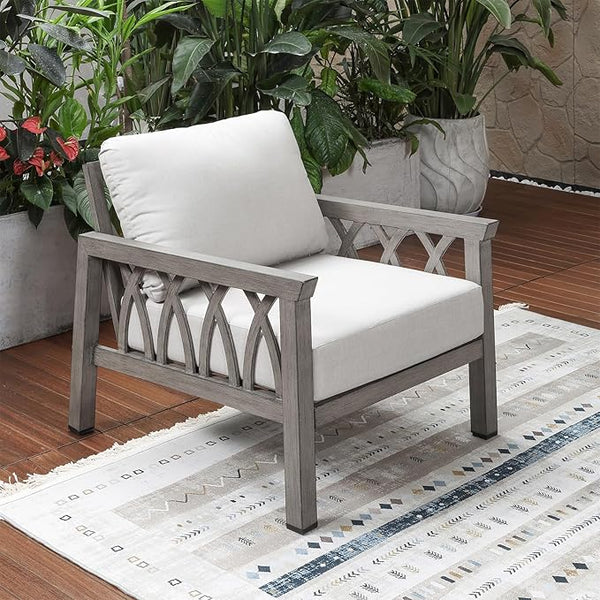 Aluminum Outdoor Sofa Chair, Modern Patio Sofa Armchair with Washable Cushions, Weather-Resistant Outdoor Club Chair - Photo 1