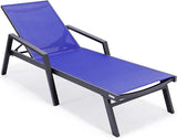 LeisureMod Marlin Patio Chaise Lounge Chair, Adjustable Outdoor Black Aluminum Lounge with Breathable Mesh Sling Back - Photo 1