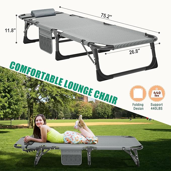 LILYPELLE Folding Outside Chaise Lounge Chair with Mattress - Photo 5
