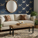 End of Bed Bench for Bedroom, 47" Entryway Bench with Solid Wood Acacia, Water Hyacinth Indoor Bench Seat - Photo 4