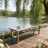304 Stainless Steel Outdoor Garden Bench Metal Bench for Patio Park Commercial Use 660 Lbs Load-Bearing - Photo 1