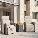 Restland Outdoor Recliner with Independent Adjustable Back & Footrest Wicker Patio Reclining Chair with Flip Table - Photo 1