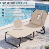 GYMAX Tanning Chair, Folding Lounge Chairs with Face Hole & Cover, Removable Pillow Carry Handle - Photo 4
