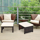 Tangkula 2 Pieces Patio Rattan Ottomans, All Weather Outdoor Footstool Footrest Seat with Soft Cushion, Hidden Zipper - Photo 4