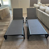 Domi Pool Lounge Chairs, Aluminum Patio Chaise Lounge Set of 2, 5 Position Adjustable Backrest and Wheels - Photo 3
