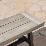 roomfitters Outdoor Dining Bench, Acacia Wood with Black Rustic Metal Finish Frame, Durable Bench for Garden, Porch - Photo 6