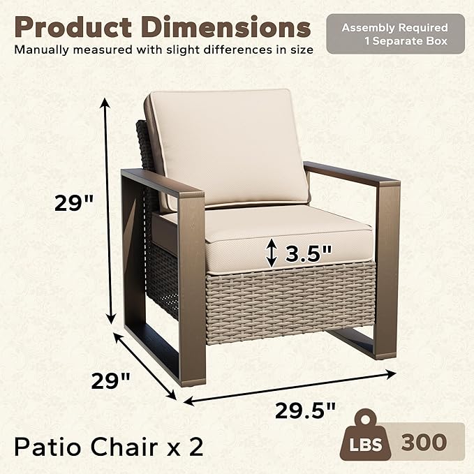 Patio Metal Wicker Chairs Set of 2 - Photo 2