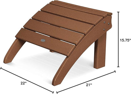 POLYWOOD SHO22TE Seashell Adirondack Chair Ottoman, Teak