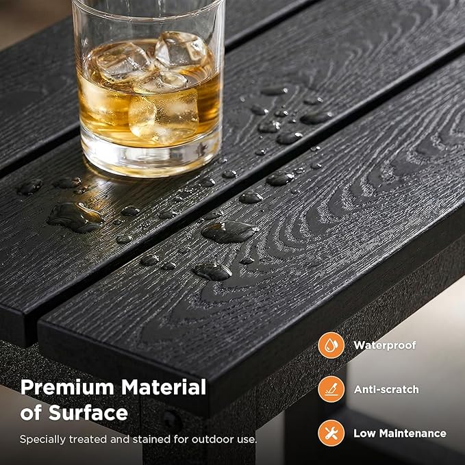 ODK Outdoor Coffee Table with Double-Layer Storage, Rectangle Weather-Resistant Patio Coffee Table for Garden, Balcony - Photo 5