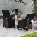 HAPPYGRILL Outdoor Rattan Wicker Chaise Lounge Recliner Chair with Adjustable Backrest & Footrest - Photo 5