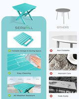 SERWALL Folding Outdoor Side Table Set of 2, Portable Adirondack Side Table, Aruba - Photo 5