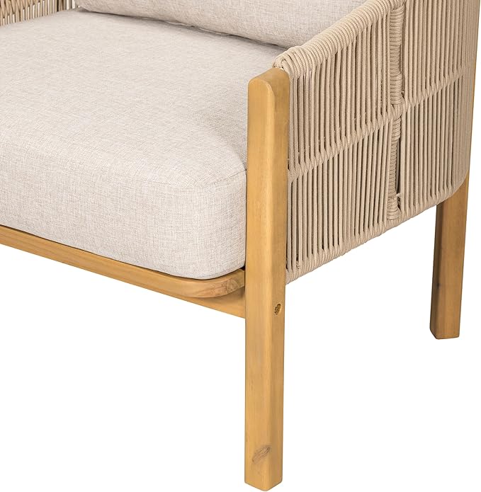 Christopher Knight Home Grotta Acacia Wood Patio Accent Chair Set of 2, Wooden Lounge Chair Outdoor - Photo 6