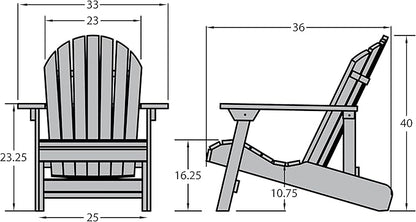 highwood Hamilton Folding and Reclining King Size Adirondack Chair, Whitewash