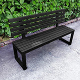 Outdoor Patio Benches, Garden Metal Bench with Backrest, for Front Porch, Yard, Patio, Entryway, Park - Photo 1