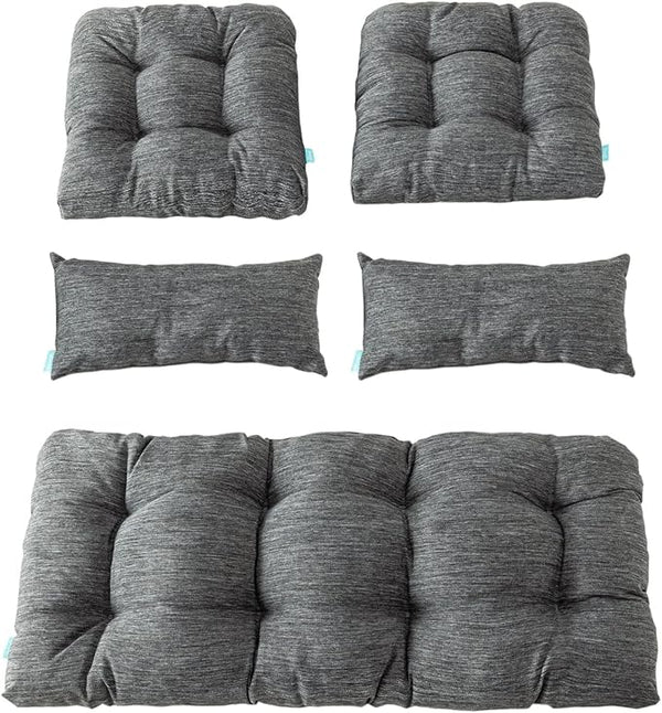 QILLOWAY Outdoor Patio Wicker Seat Cushions Group Loveseat/Two U-Shape/Two Lumbar Pillows for Patio Furniture - Photo 1